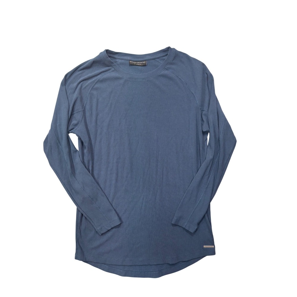 Alphalete Shirt Men Medium Monarch Collection Blue Ribbed Long Sleeve Raglan Tee